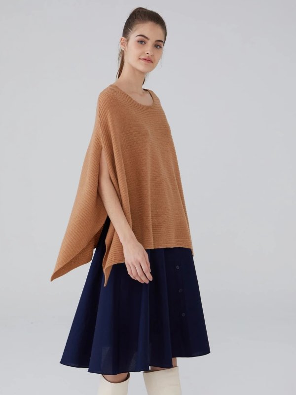 Cashmere Ribbed Poncho