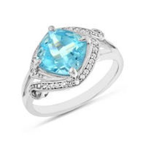4.50 Carat tw Blue Topaz & Sapphire Ring in Sterling Silver