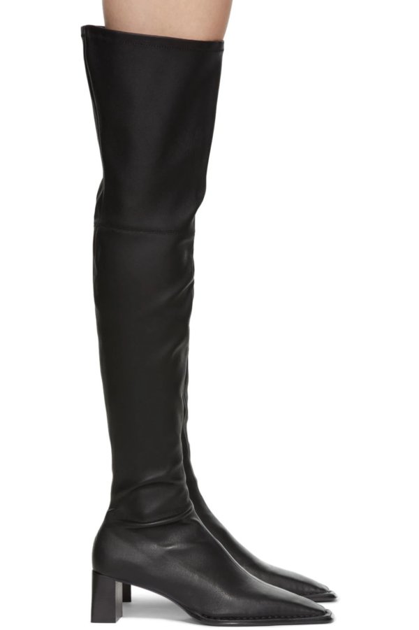 Black Aldrich 55 Thigh High Boots