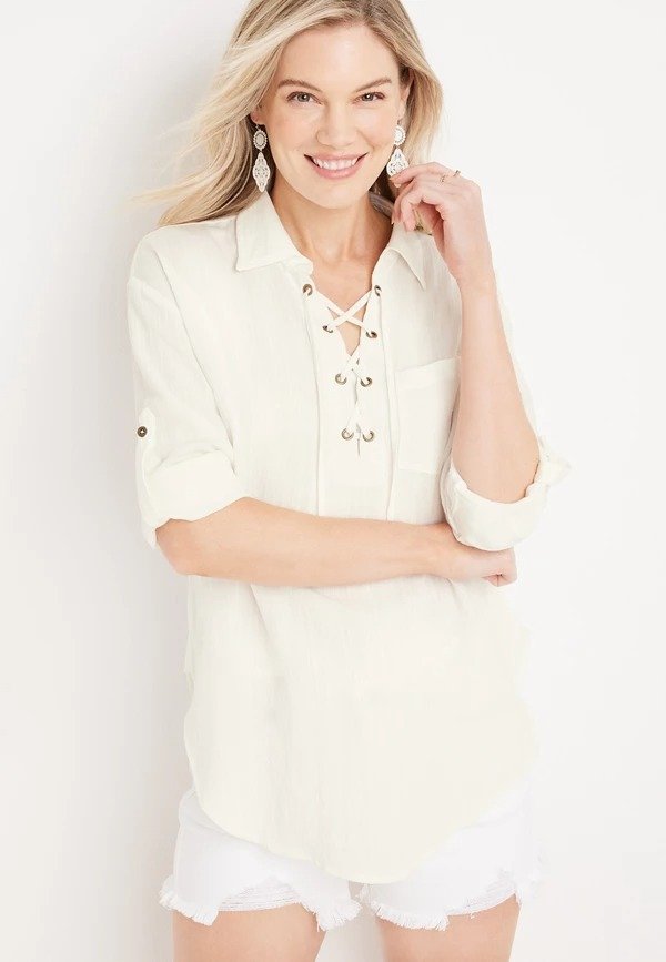 Lace Up Linen Tunic