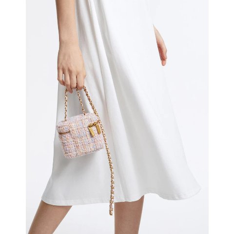 Tweed Plaid Crossbody Mini Bag