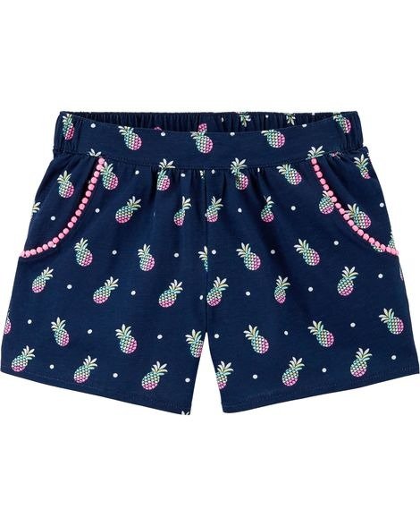 Pineapple Pom-Trim Shorts