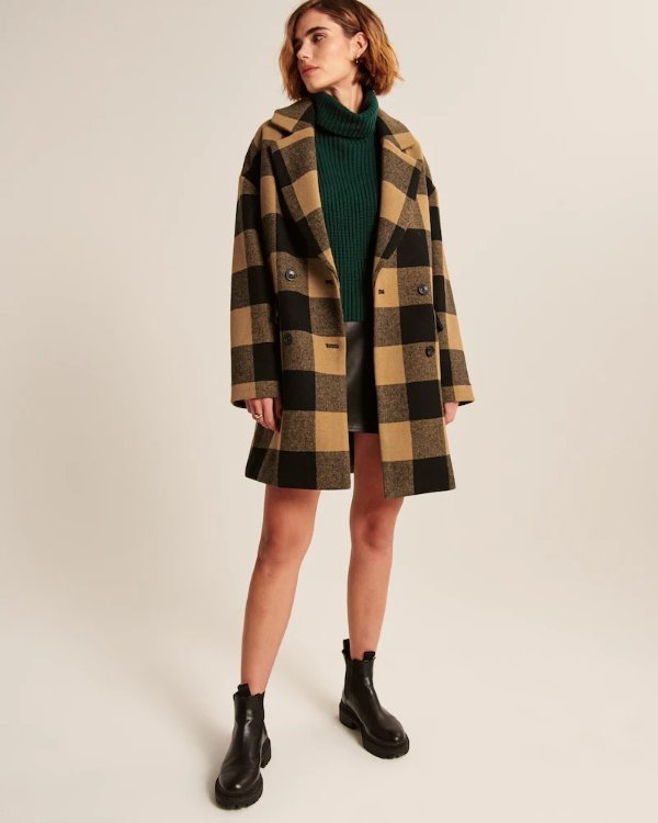Women's Short Wool-Blend Dad Coat | Women's Up To 40% Off Select Styles | Abercrombie.com