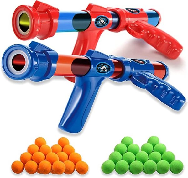 Fstop Labs 2 Pack Set Power Popper Gun with 40 Pcs Balls, Dual Battle Pack Foam Ball Air Powered Shooter Toy Guns for Kids Role Playing Great Toy for Indoor and Outdoor