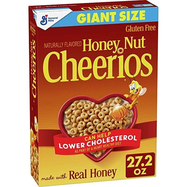 Honey Nut Cheerios, Breakfast Cereal with Oats, Gluten Free, 27.2 oz