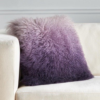 Ombre Mongolian Pillow 22" - Amethyst/Augbergine