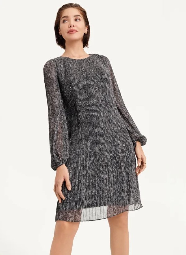 Buy Long Sleeve Pleated A Line Dress Online - DKNY
