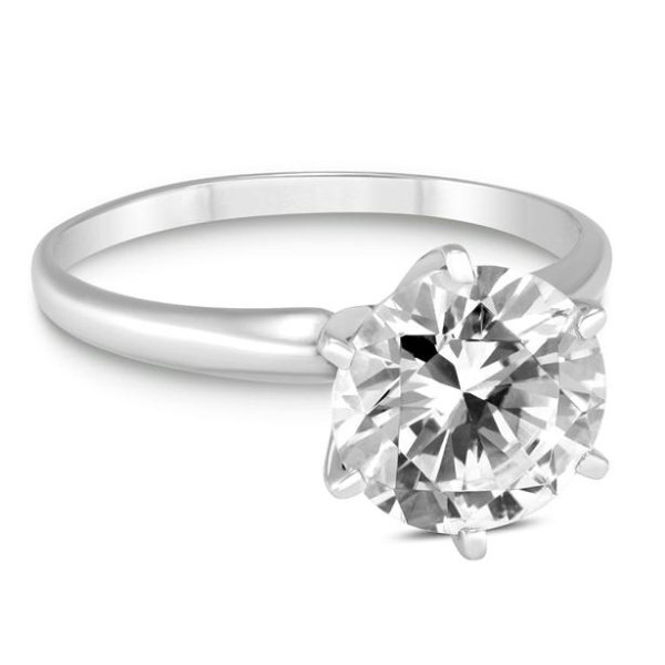 PREMIUM QUALITY - 1 Carat Diamond Solitaire Ring in 14K White Gold (G-H Color, SI1-SI2 Clarity)