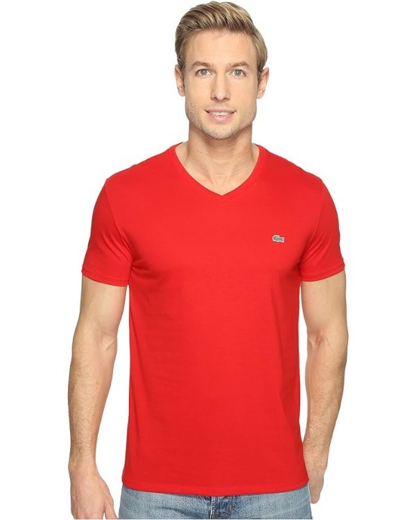 Short Sleeve Pima Jersey V-Neck T-Shirt