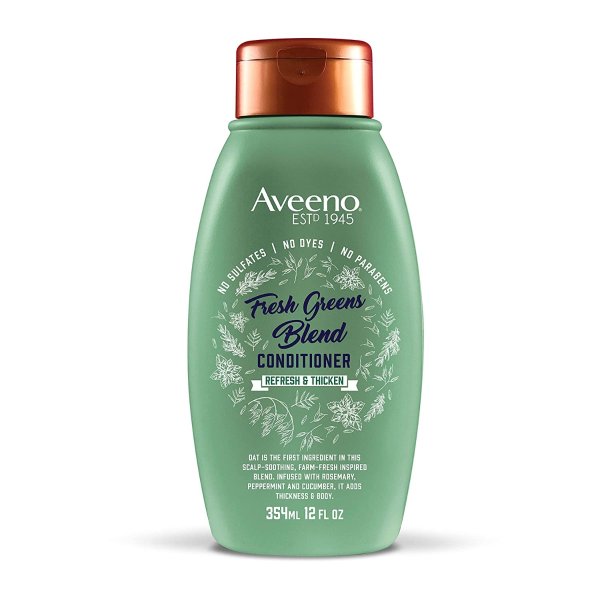 , Fresh Greens Blend Sulfate-Free Conditioner with Rosemary, Peppermint & Cucumber to Thicken & Nourish, Clarifying & Volumizing for Thin or Fine Hair, Paraben-Free, 12oz