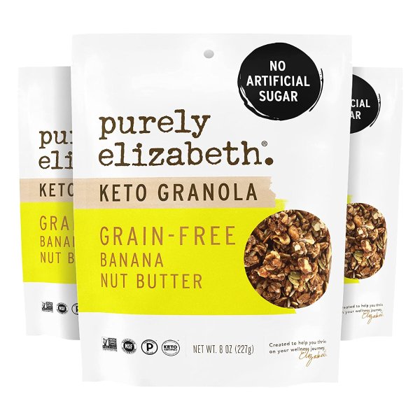 Purely Elizabeth, Banana Nut Butter, Grain-Free Granola, Vegan, Gluten-Free, Keto, Paleo, non-GMO, 8oz (3 ct.)