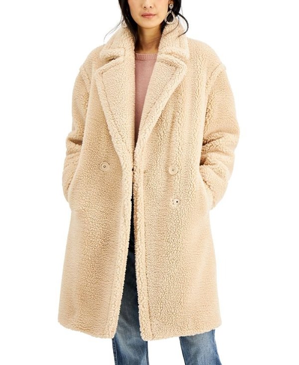 INC Fuzzy Coat, Created for Macy's