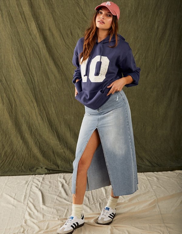 RSQ Womens Low Rise Denim Maxi Skirt