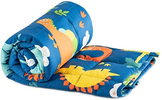 Kids Weighted Blanket, 5 lbs, 36 x 48 inches, 100% Natural Cotton Heavy Blanket for Kids and Toddler, Blue Dinosaur