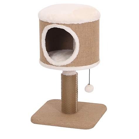 Coddle Jute Two Level Cat Tree With Rubber Massager & Condo