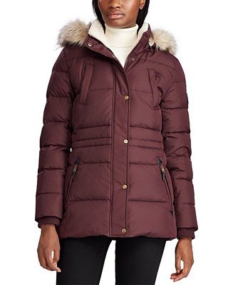 Faux-Fur-Trim Hooded Down Jacket, Created for Macy's