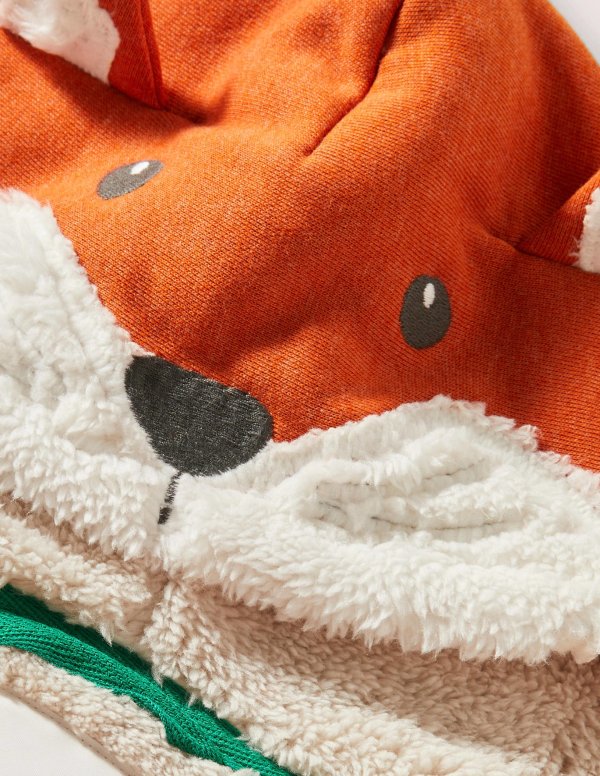 Shaggy-Lined Animal Hoodie - Orange Marl Fox | Boden US