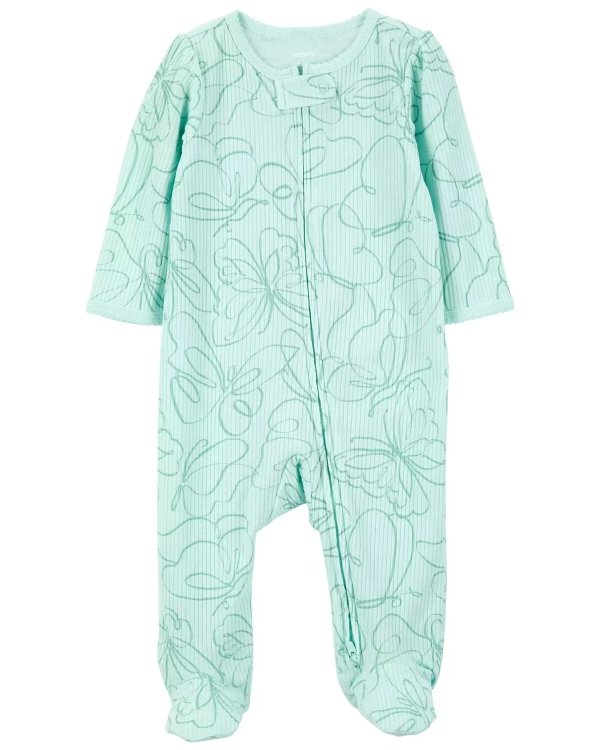 Baby Butterfly 2-Way Zip Cotton Blend Sleep & Play Pajamas