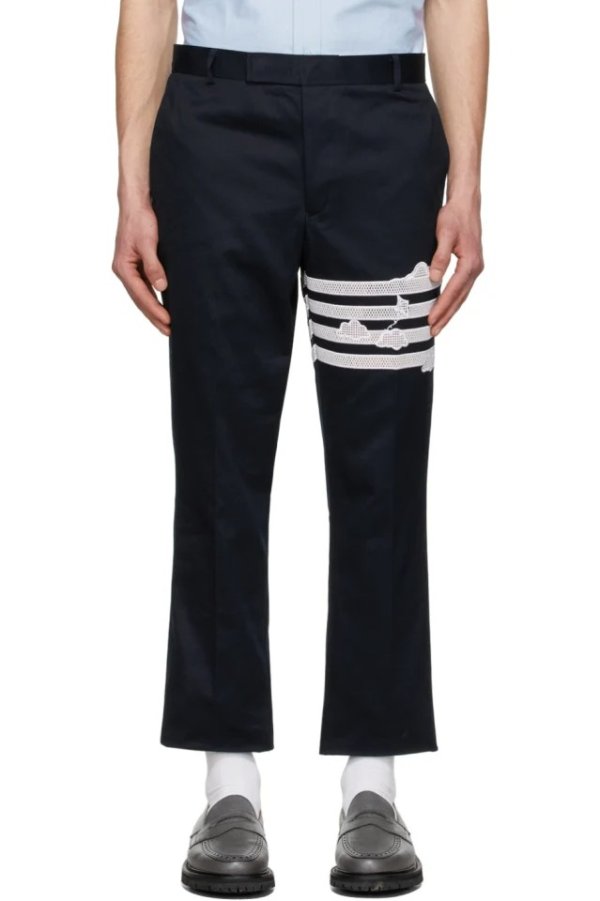 Navy 4-Bar Trousers