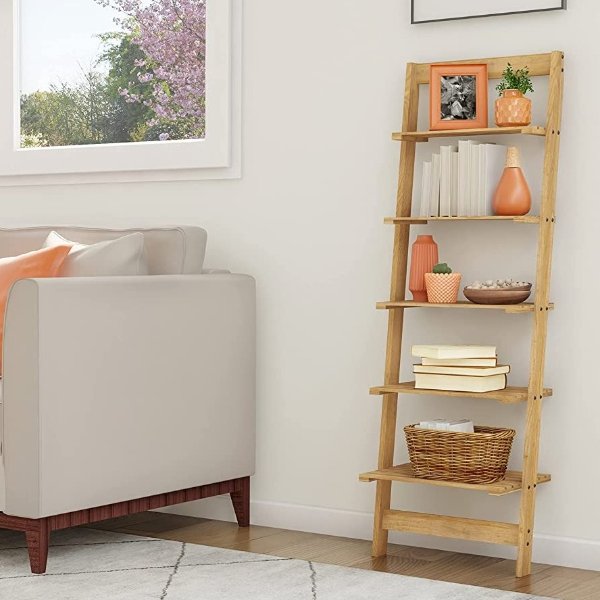 Lavish Home 5-Tier Decorative Leaning Ladder Book Shelf