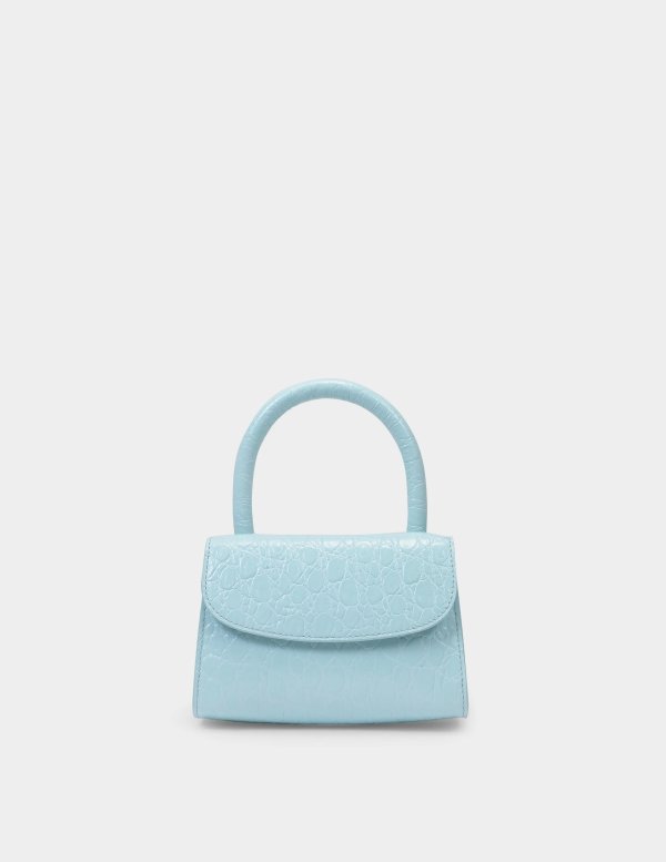 Mini Bag in Blue Croco Embossed Leather