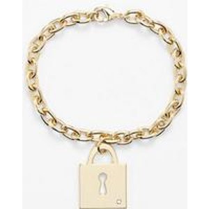 Ariella Collection Women's Padlock Charm Bracelet