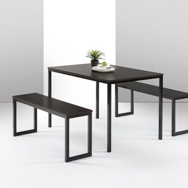 Louis Modern Studio Collection Soho Dining Table with Two Benches