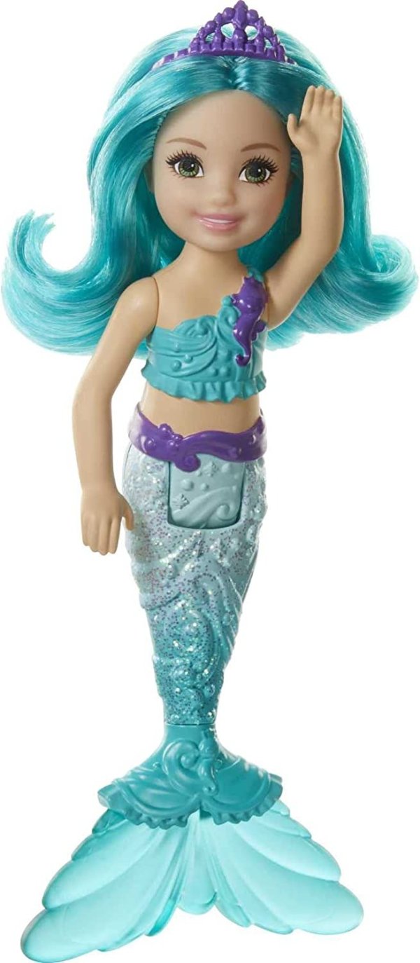 Dreamtopia Chelsea Mermaid Doll, 6.5-inch with Teal Hair and Tail
