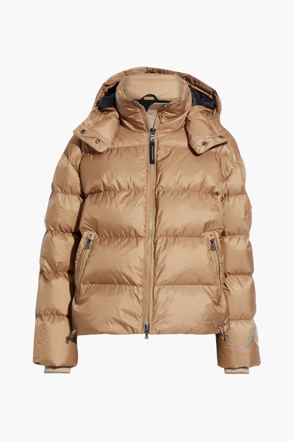 + St Moritz Lora appliqued quilted hooded down ski jacket