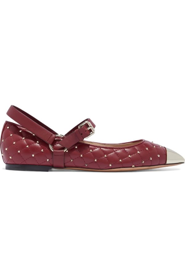 Rockstud Spike quilted leather point-toe flats