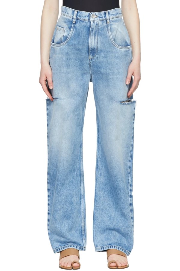Blue Slit Jeans