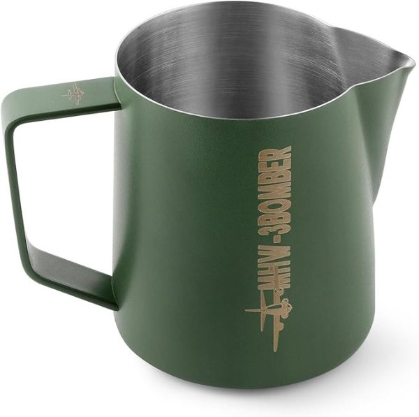 MHW-3BOMBER Milk Frothing Pitcher 16.9oz/500ml Espresso Steaming Pitcher Stainless Steel Frothing Cup Capuccino Latte Art Pitcher, Green P5029