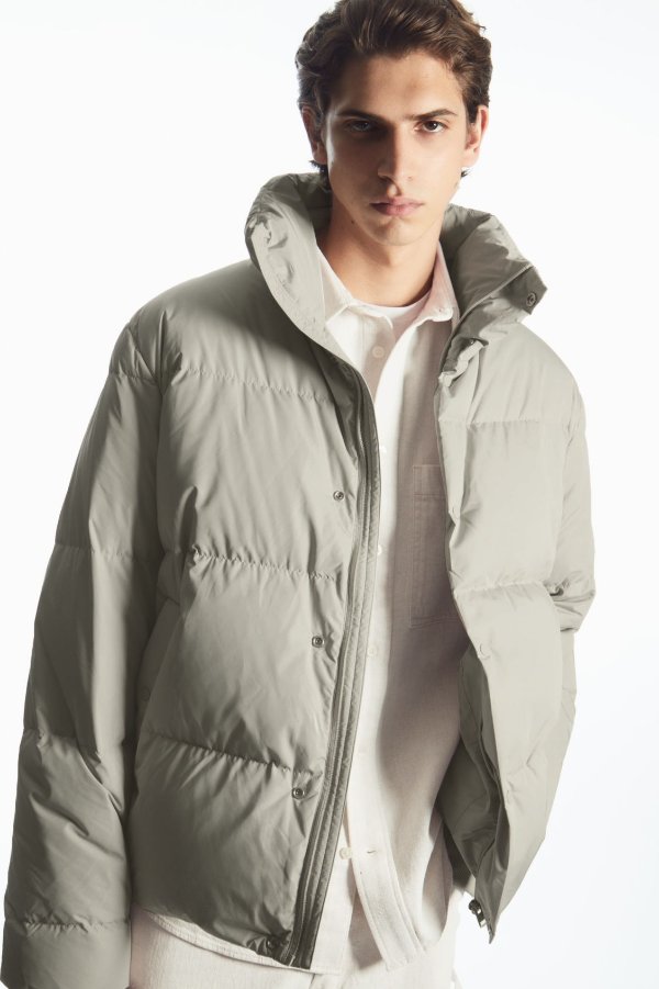 SHORT PUFFER JACKET - GRAY / BEIGE - Coats and Jackets - COS