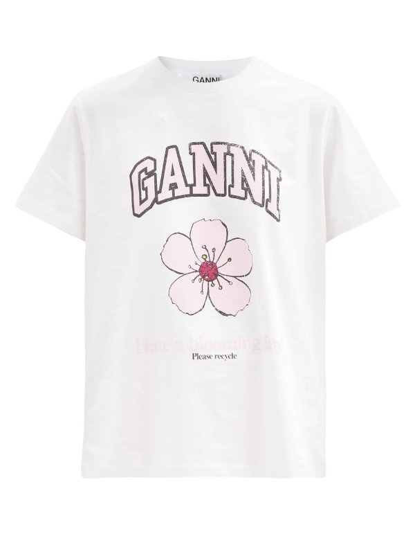 Flower-print cotton-jersey T-shirt