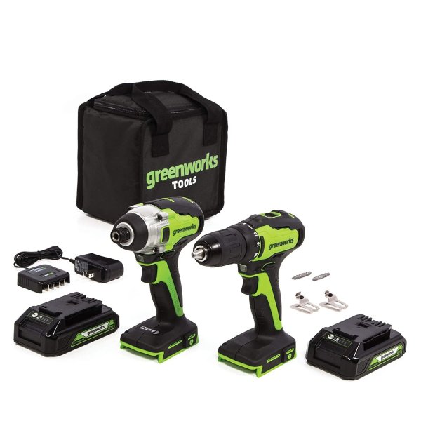 24V Brushless Drill / Driver + Impact Driver, 2 Batteries and Charger Included CK24L1520