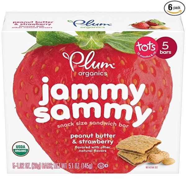 Jammy Sammy Peanut Butter & Strawberry, 5.1 oz, 5 Count (Pack of 6)