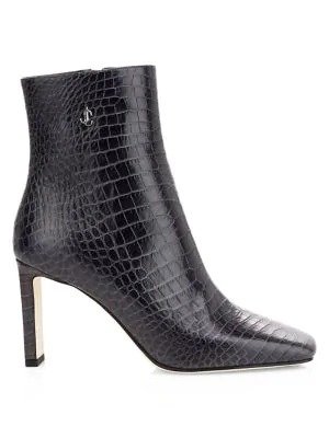 - Minori Croc-Embossed Leather Ankle Boots
