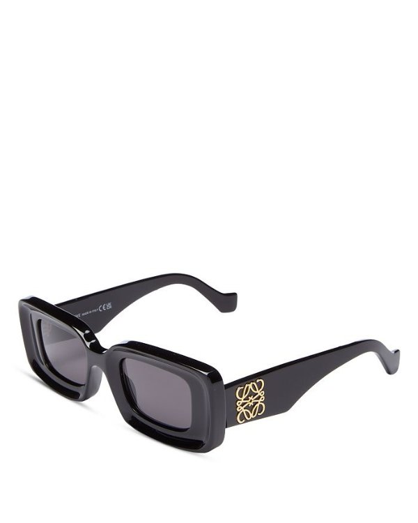 Chunky Anagram Rectangular Sunglasses, 46mm