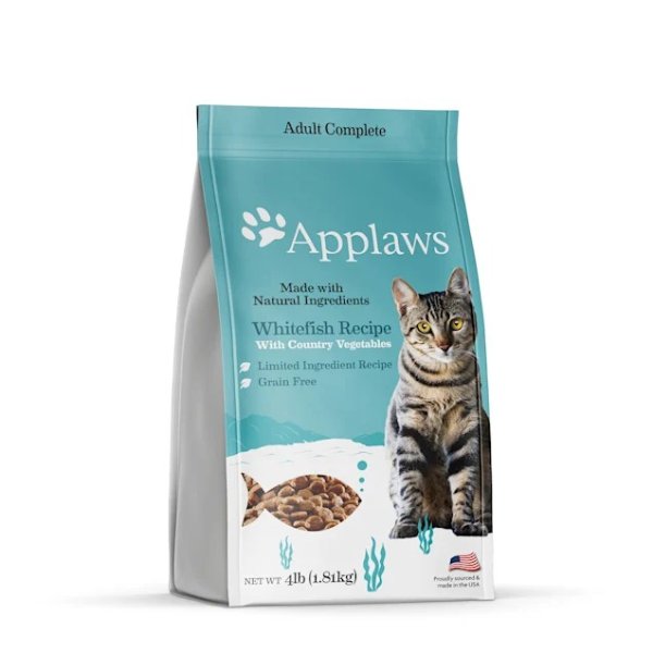 Applaws Complete & Balanced Grain Free Whitefish Recipe with Country Vegetables Adult Dry Cat Food, 4 lbs. | Petco