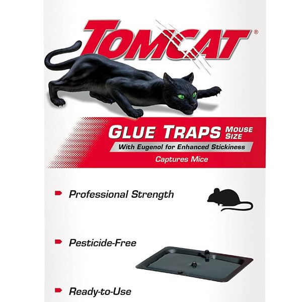 Tomcat Glue Traps Mouse Size with Eugenol for Enhanced Stickiness, Contains 6 Mouse Size Glue Traps