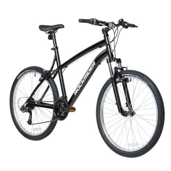 Rockrider ST50, 21 Speed Aluminum Mountain Bike, 26", Unisex, Black, Small
