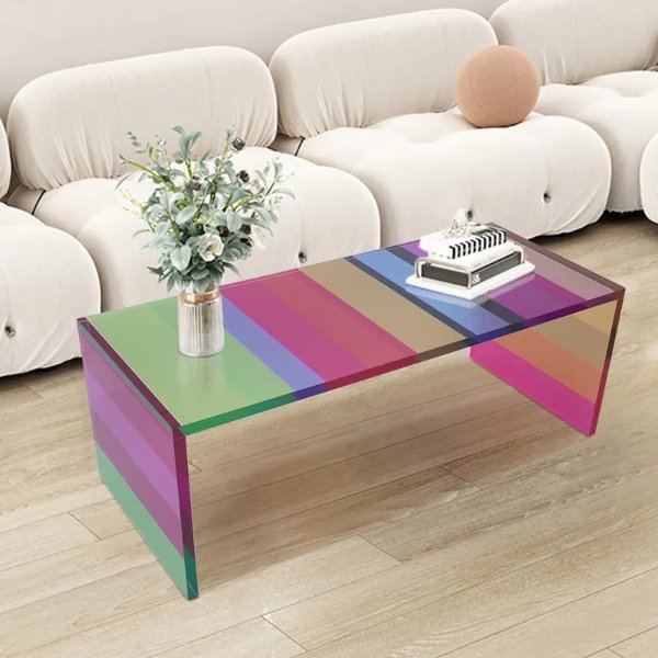 47.2" Modern Rectangular Coffee Table Acrylic-Homary