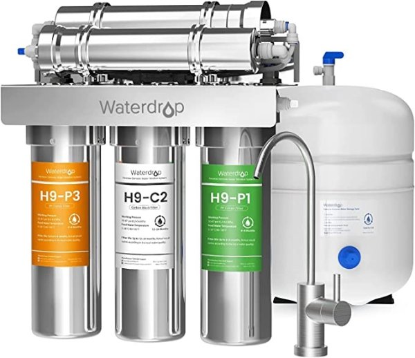 RO Reverse Osmosis Water Filtration System, 10-Stage, Remineralization, TDS Reduction, 75 GPD Fast Flow, 1:1 Drain Ratio, Stainless Steel, USA Tech, Metal Faucet