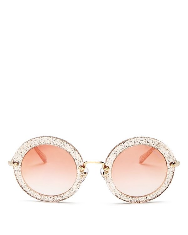 Women's Glitter Round Sunglasses, 49mm