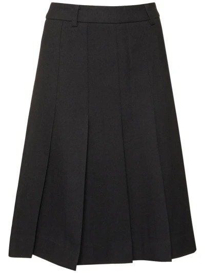 Pleated flannel midi skirt
