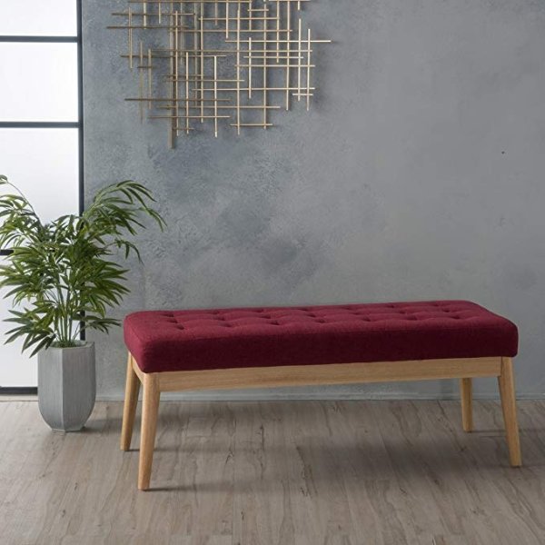 Living Anglo Deep Red Fabric Bench