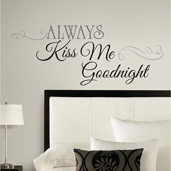 RoomMates Always Kiss Me Goodnight Quote Peel and Stick Wall Decals