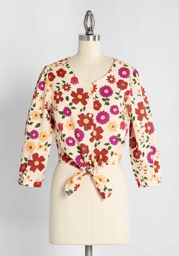 x Princess Highway Floral Tie-Front Blouse