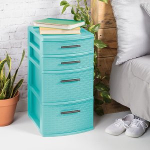 4 drawer weave tower - Blue