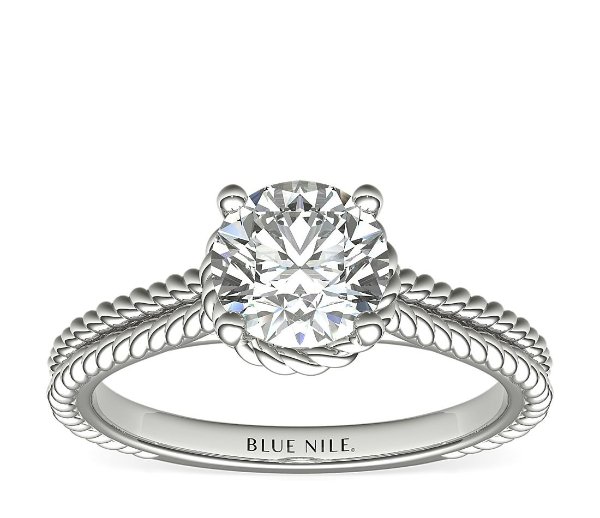 Braid Halo Solitaire Engagement Ring in 14k White Gold | Blue Nile
